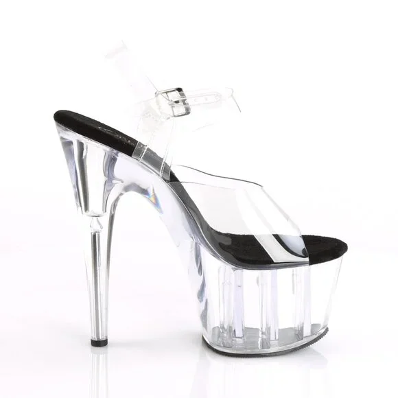 Pleaser Adore 708 Clear and Black Platform Heels - Picture 4 of 4